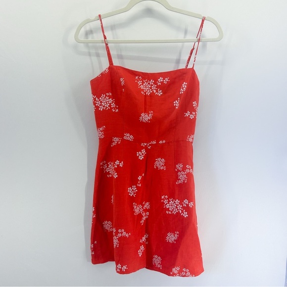 Reformation Dresses & Skirts - Reformation Red Floral Mini Dress Tencel Linen Blend X-Small
